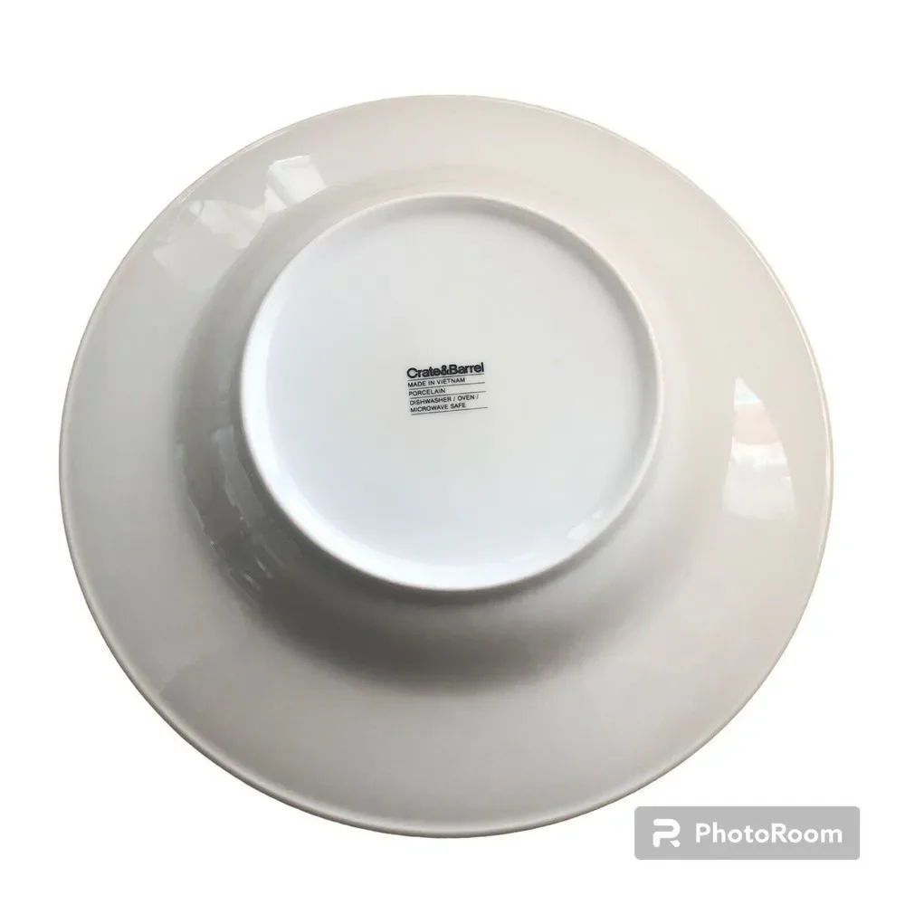 CRATE & BARREL Large Porcelain Whit Soup Pasta Bowl 12” Rim 2”